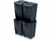 Prosperplast Odpadkový koš pro třídění 4 x 35L černý (IKWB35S4-S411)