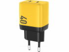WEKOME 2x USB-C super rychlá nabíječka GaN 40W žlutá