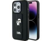 Karl Lagerfeld Karl Lagerfeld KLHCP14LGSAKCPK tvrdý kryt pro iPhone 14 Pro 6.1 černá/černá, stojánek, saffiano pinzetky Karl&Choupette