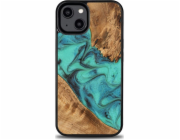 BeWood Pouzdro pro iPhone 15 Plus ze dřeva a pryskyřice Bewood Unique Turquoise - tyrkysové a černé
