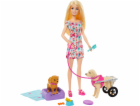 Mattel Sada panenky Barbie a psa v kočárku (HTK37)