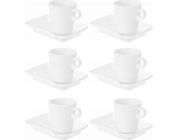 Vessia Porcelánový šálek na kávu s obdélníkovým podšálkem, bílý, 180 ml