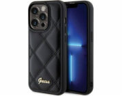 Guess Guess GUHCP15LPSQSQSK pevný kryt pro iPhone 15 Pro 6.1 černý/černý s prošívaným kovovým logem