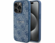 Guess Guess GUHMP15LG4GFRB Pevný kryt pro iPhone 15 Pro 6.1 modro/modrý 4G Collection Leather Metal Logo MagSafe