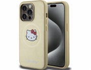 Sourcing Hello Kitty HKHMP14XPGHCKD Pouzdro pro iPhone 14 Pro Max 6.7" zlaté/zlaté, kožené, s hlavičkou Kitty a magnetickým uzávěrem