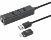 Manhattan USB HUB Manhattan 180894 huby a rozbočovače USB 3.2 Gen 1 (3.1 Gen 1) Typ-A + Typ-C 5000 Mbit/s Černá