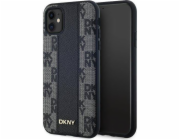 DKNY Kožený kryt DKNY MagSafe s jednobarevným kostkovaným vzorem – iPhone 11 (černý)
