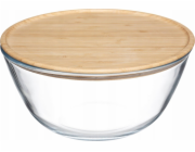5five Skleněná salátová mísa 2,5 l, s bambusovým víkem