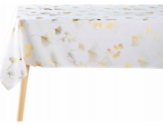 Douceur d`Interieur Obdélníkový ubrus pro interiérový design BLOOMY, bílý, zlatý ginkgo biloba