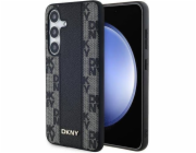 DKNY DKNY Kožený kryt MagSafe s monochromatickým kostkovaným vzorem pro Samsung Galaxy S24 (černý)