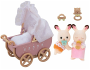 Epoch Sylvanian Families - Sada pro dvojčata s čokoládovým zajíčkem a kočárkem (5018)