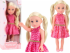 LeanToys Velká panenka růžové šaty, culíky, blond vlasy, ...