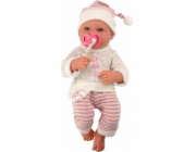 LeanToys Dětský svetr s pruhovanou čepicí a dudlíkem růžový