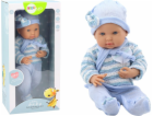 LeanToys Baby Doll Pruhovaný svetr, čepice a šátek modrý