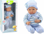 LeanToys Baby Doll Pruhovaný svetr, čepice a šátek modrý