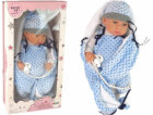 LeanToys Panenka 46 cm modrá deka s dudlíkem a hvězdou