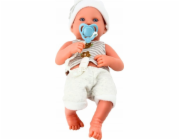 LeanToys Panenka v bílo-šedém oblečení, čepice, dudlík a deka