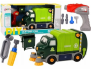 LeanToys Popelářské auto Kreslená hračka Kroutící se Pohyblivá DIY Zelená