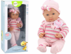 LeanToys Baby Doll Pruhovaný svetr, čepice a šátek růžový