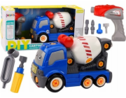 LeanToys Nákladní auto Míchačka na beton Kreslená hračka DIY modrá