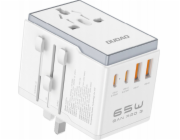 Dudao USB adaptér Dudao A65Pro 65W cestovní adaptér EU / US / JP / AUS / UK 2x USB-C 2x USB-A - bílý