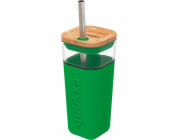 Quokka Quokka Liquid Cube - skleněný hrnek 540 ml s brčkem z nerezové oceli (zelený)