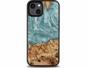 BeWood Unikátní kryt Bewood z uranového dřeva a pryskyřice pro iPhone 15 Plus - modrobílý