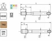 Fanar Závitníky UNC 3/8-16 DIN-371C R40 (2B) HSSE TN 800X