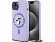 Karl Lagerfeld Karl Lagerfeld KLHMP15SSCMKCRHU Pevný silikonový kryt pro iPhone 15 6.1 fialový/fialový s kroužkem MagSafe KC Heads
