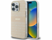DKNY DKNY DKHMP16LHRHSEP Růžový pevný kryt pro iPhone 16 Pro 6.3 s opakujícím se texturovaným vzorem a pruhy, MagSafe