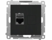 Kontakt-Simon Počítačová zásuvka RJ45 Kontakt-Simon 55 T61.01/149 jednoduchá kategorie 6, s krytem proti prachu, modul matně černý