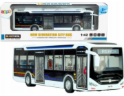LeanToys Elektrický městský autobus 1:42 Kovová světla Bílá