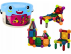 LeanToys Magnetické bloky se světlem v kbelíku 80 dílků