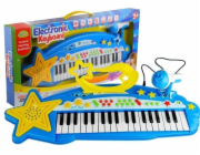 LeanToys Velká klávesnice 37 kláves MP3 + mikrofon modrá LEAN Toys