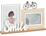 Giftdecor Dárkový dekorační rám Stojací rám na 2 fotografie, dekorativní nápis a jízdní kolo