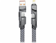 ForCell Kabel FORCELL F-ENERGY C241 4v1 Typ C / USB A na Typ C / Lightning QC PD 3A 60W 1 m chromovaný