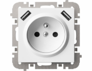 Elektro-Plast SANTRA zásuvka 2P+Z 2xUSB Power bez rámečku zapuštěná bílá 4188-10