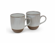 1x2 Bredemeijer Mugs Ingo  450ml Tassen Steingut weiße Str.147081