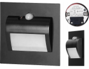 Orno DRACO LED NOVÉ schodišťové světlo 1,5 W, zapuštěné schodišťové světlo, 12 V DC, 30 lm, 4000 K, černé, senzor pohybu a soumraku AD-OS-6164LR4/B