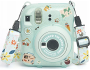 LoveInstant Pouzdro pro Fujifilm Fuji INSTAX Mini 12 + samolepky a kapsa na fotografie / Prázdninové / Zelené třpytky