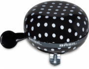Basil Zvonek na kolo BIG BELL POLKADOT 80 mm černo-bílé tečky (BAS-50397)