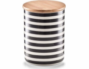 Zeller Zeller, Nádoba s bambusovým víkem, pruhy, bílá/černá, 10x13cm