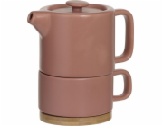 Secret de Gourmet Konvice na čaj s hrnkem na čaj 400 ml růžová s podšálkem