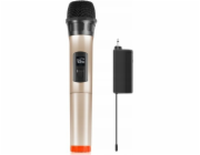 Puluz Bezdrátový dynamický studiový mikrofon 30m UHF + přijímač 3,5 mm / Pu628b / Zlatý