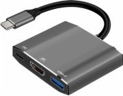 Art USB-C samec / HDMI samice 4K 60Hz / 1x USB 3.0 / USB-C 0,15m stanice/replikátor