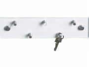 Zeller Věšák na klíče 30x8 cm + 5 háčků, sklo, nerezová ocel, ZELLER