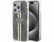 Guess Guess GUHCP15LH4PSEGW pevný kryt pro iPhone 15 Pro 6.1 hnědý/hnědý IML 4G zlatý proužek