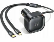 Usams Nabíječka USAMS C41, autonabíječka s navíjecím kabelem, 1x USB-C, 1x Lightning PD 30W, rychlé nabíjení, černá/černá