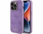 Guess Kožený kryt Guess 4G Stamped - iPhone 15 Pro Max (fialový)