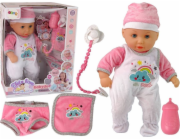 LeanToys Baby Doll Sound Pacifier Bib Růžovo-bílé pyžamo Cloud